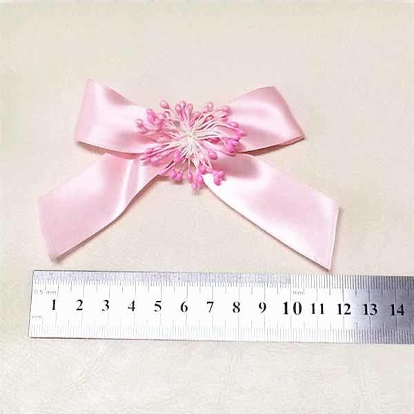 Pink Satin Blossom Fabric Ribbon Bow Eco - Friendly Customized For Gift Packing