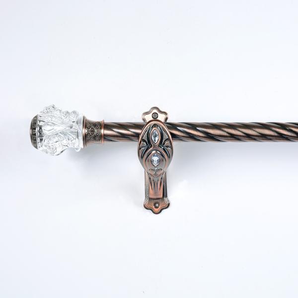 0.5mm Thickness Twisted Iron Curtain Rod Accessories Clear Crystal Decorative Head