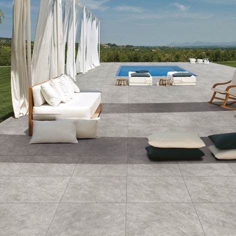 Non-Slip Light Grey Porcelain Tiles 200mm x 200mm Homogeneous Outdoor Floor Tiles