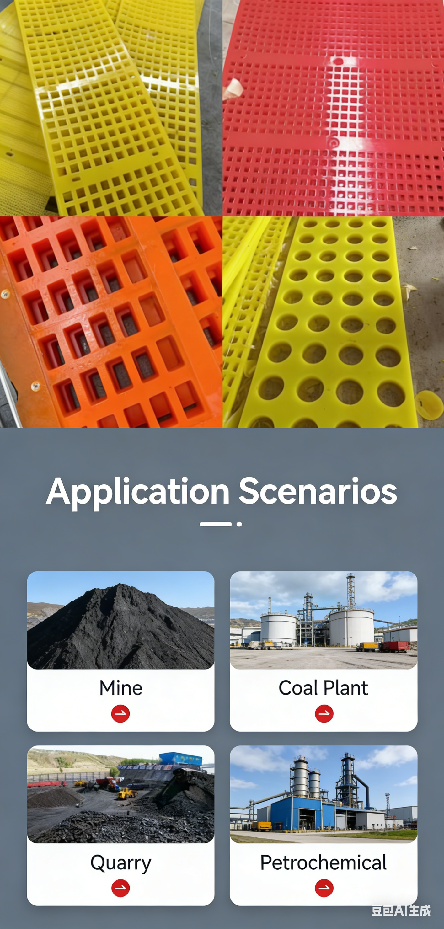 Yellow Modular 40mm Thickness PU Screen Mat for Stone Screening with Polyurethane Material