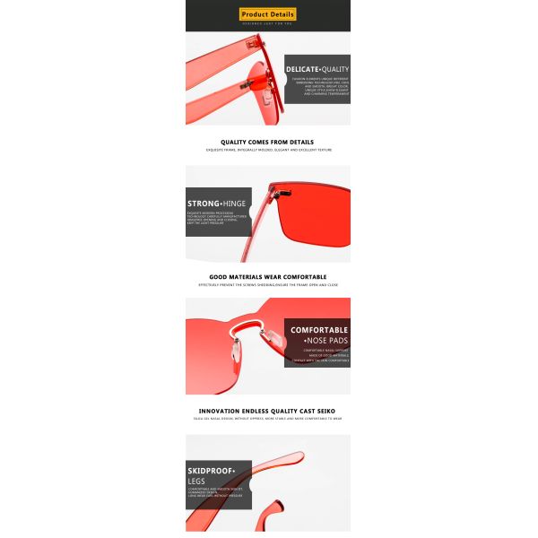 UV400 Rimless Square Frame One Piece Lens Band Packaging Women Hot Sale Sunglasses