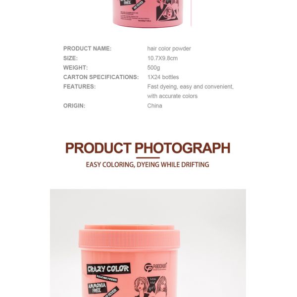 Convenient Professional Permanent Hair Color Powder 500G Ammonia Free Salon Use