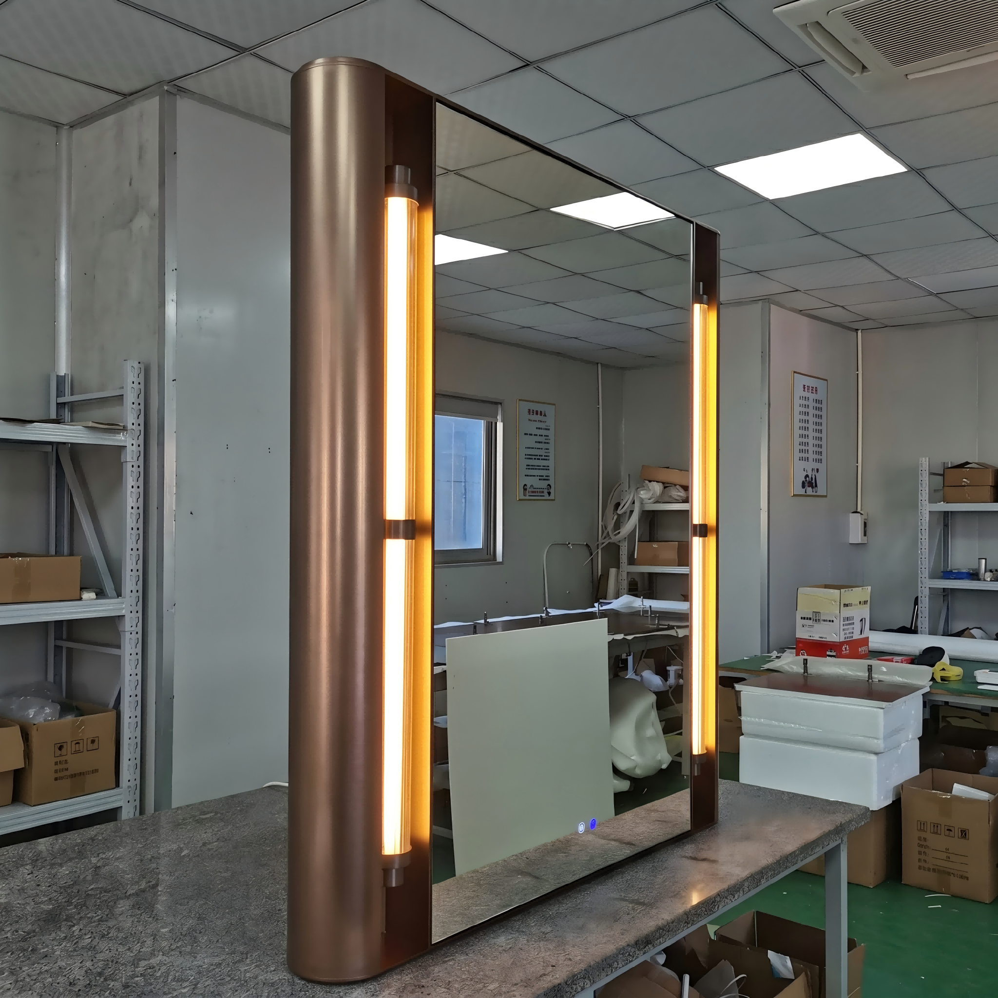 Kingstin Luxury Smart Mirror with Vintage Tube Lighting, Custom Anti-Fog & Multi-functional Digital Display