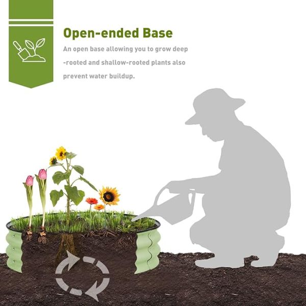 Galvanized Planter Garden Boxes Outdoor Galvanized Steel Round Raised Garden Planter 3.5x0.92 Ft