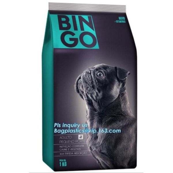 Stand Up Dog Food Feed Packaging Bag With Tear Off Slider Seal, Top Slider Zip lockk Plastic Dog Treats Plastic Packaging