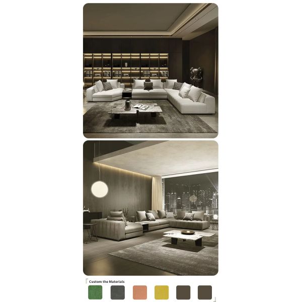 OEM Accepted Customized Size Luxury Italian Design Modern L Shape Sectional Couch Set Living Room Sofas