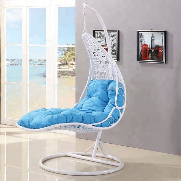 Waterproof Fabric Cushion Outdoor Swing Chair in Black Wicker for Comfortable Seating