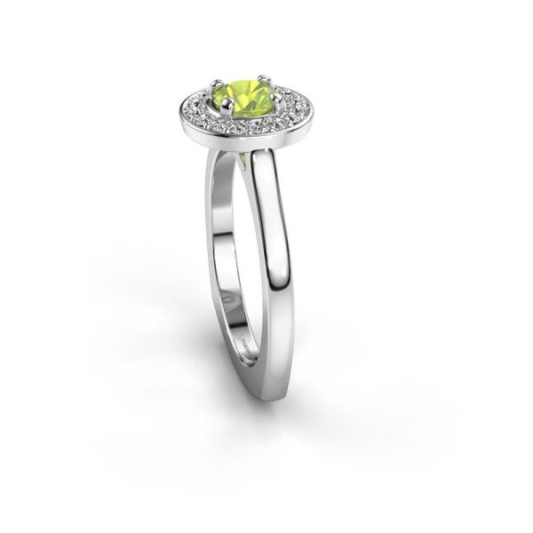 Halo Platinum Halo Ring with A Big Peridot Embraced By Smaller Sized Gemstones