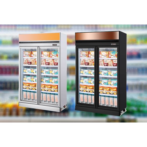 1000L Upright Freezer Showcase Supermarket Glass Door Cooler