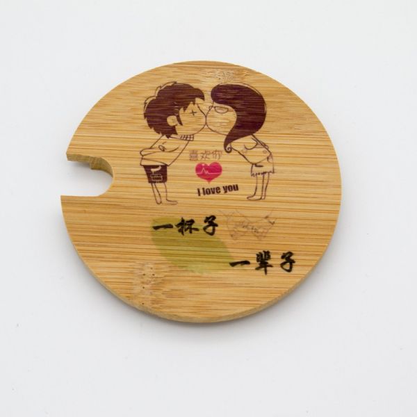 Couvercle de tasse en bois de couleur naturelle couvercle de tasse en verre