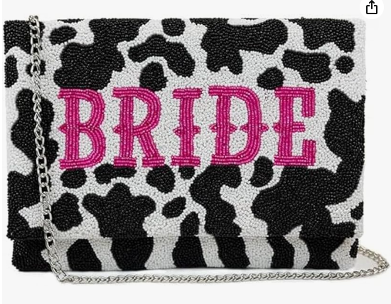 BRIDE Beaded Clutch Purse Bridal Evening Party Bag with Chain | Wedding Day Accessory, Bachelorette Party, Engagement Gift, Bridal Shower,Beadwork, Keepsake Purse, Elegant Style