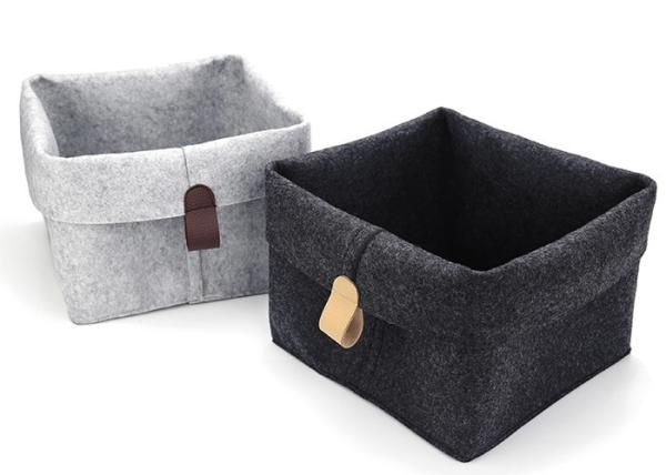 25*25*18cm Grey Felt Storage Basket Wonderful Design With Leather Handles