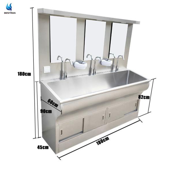 Stainless Steel Hospital Surgery Scrub Sink With Automatic Faucet Tap For Exam Room