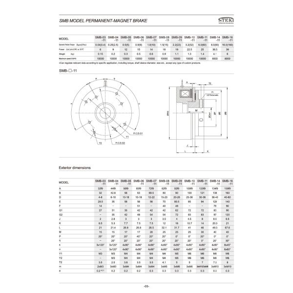 STEKI 2024 Industrial DC 24V SMB Type Permanent Magnet Brake 0.15KG for Printing Shops