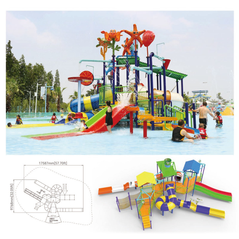 Fiberglass Steel Kids Water Slide Interactive Splash Water Play Commercial Aqua Amusement 304 stainless steel 12years warranty