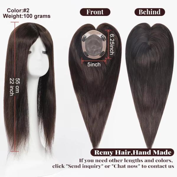 16 Inch Silk Base Hair Topper 5X5 Light Brown Ombre European Hair Wigs Topper Custom Remy 100% Human Hair Topper for Women
