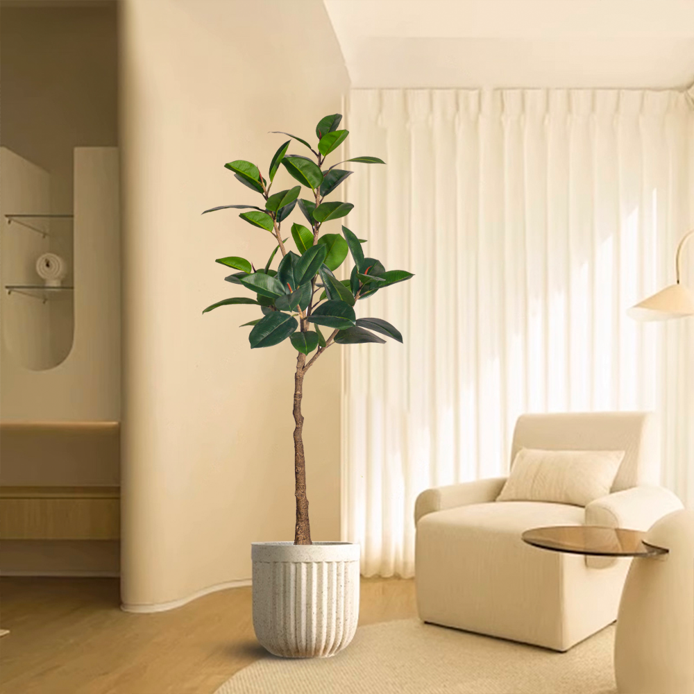 Indoor Outdoor Decor Fake Tree In Pot Plastic Plants Artificial Tree Faux Rubber Tree For Home Decor Office Living Room