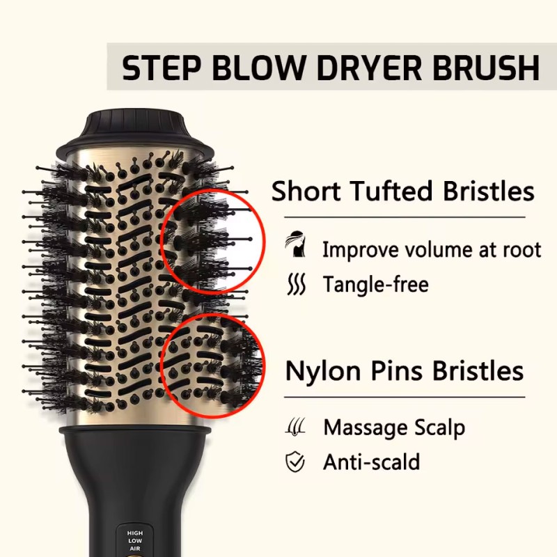 Wholesale Professional One-Step Hair Dryer Brush LCD Temperature Display Iron Electric Blow Styler Comb 1000W 2-Speed Fast
