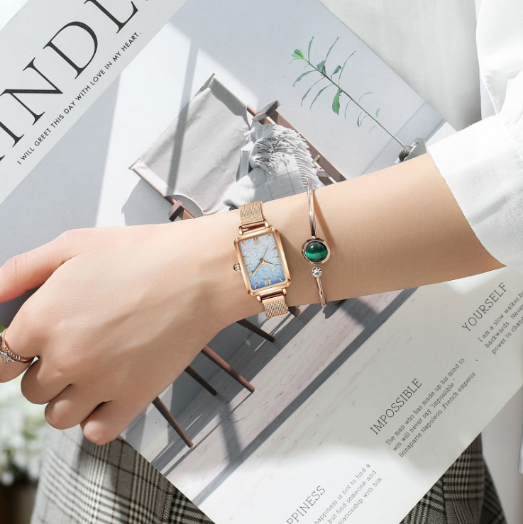 Квадратные женщины сплава случая наблюдают толщину ремня 7.2mm сетки