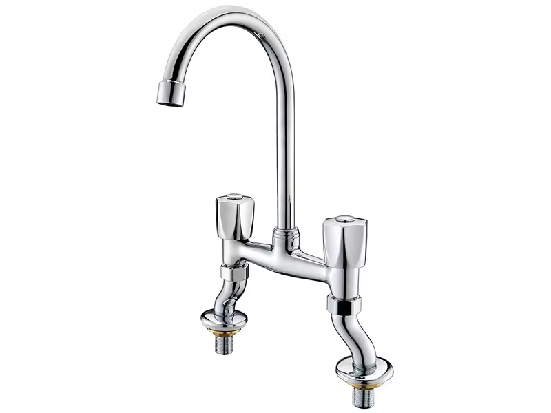 Wall Mounted Brass Mixer Tap Kitchen Faucet Hot Cold Water Mixer for Commercial Kitchen