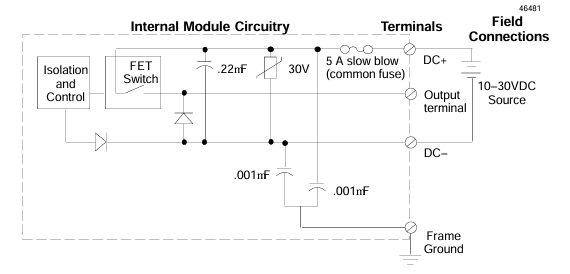 GE IC670MDL740 16-Channel Discrete Output Module with 24 VDC Nominal and Built-in Fuse Protection