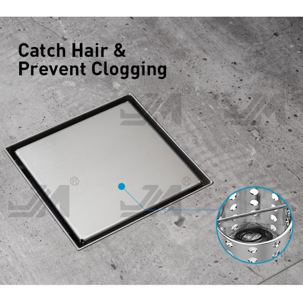 Flat Cover Shower Floor Drain SUS304 Material For Bathrooms Kitchens Garages