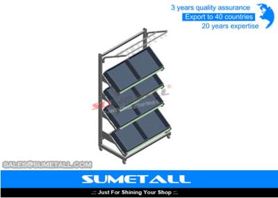 Supermarket Fruit Vegetable Display Rack On Wheels , Store Display Shelves