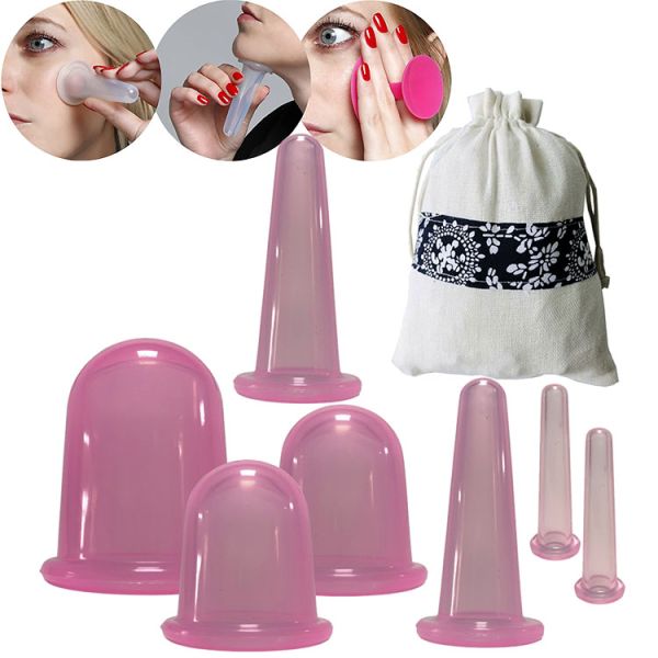 7 Piece Silicone Cupping Set for Body and Face Vacuum Cup Face Massager Tools