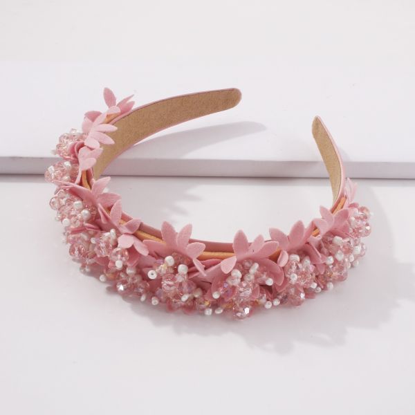 New hair accessories Baroque imitation crystal flower pink headbands fashion wide edge for gilrs kids