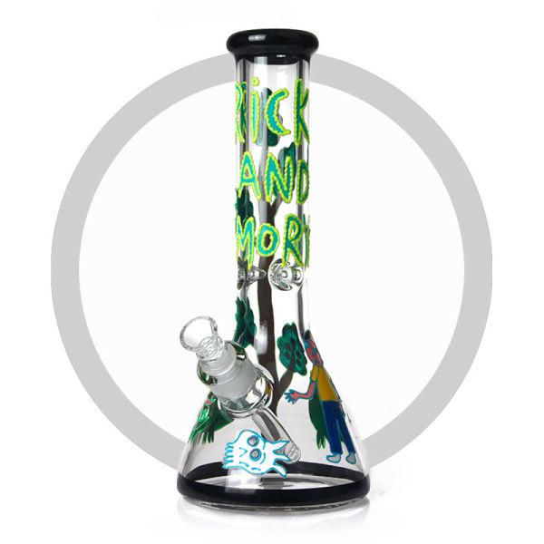 13.5 Inch Rick And Morty Bong 7mm Thick Glass Smoking Water Pipes Mixed Color