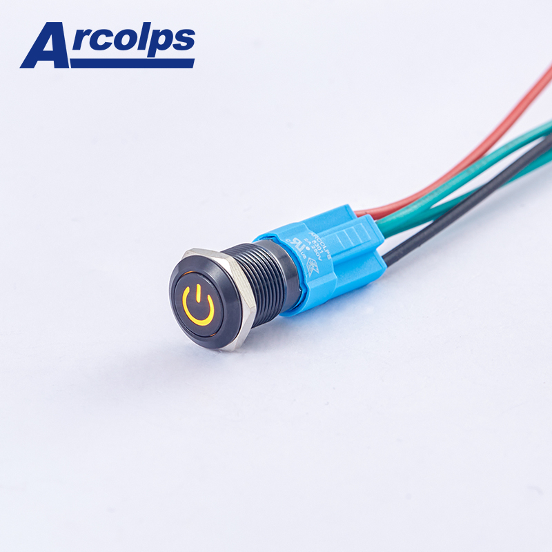 LED 12mm Metal Push Button Switch Arcolps 50000 Cycles SS Push Button Switch