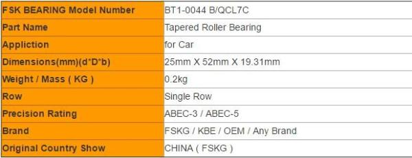 Non Standard BT1-0044 B/QCL7C  Car Bearing 25mm X 52mm X 19.31mm