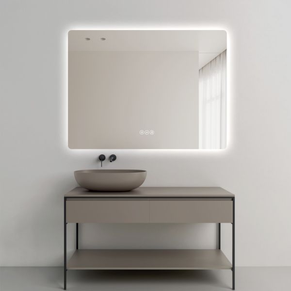 Dimmable Wall Mouted Rectangular Bathroom Mirror With LED Light
