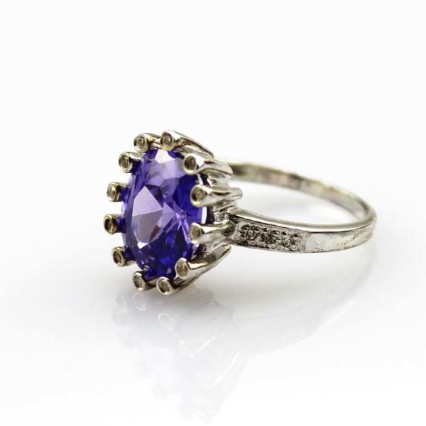 Women' Jewellery Sterling Silver Oval Garnet Cubic Zircon Ring(S-RT719)
