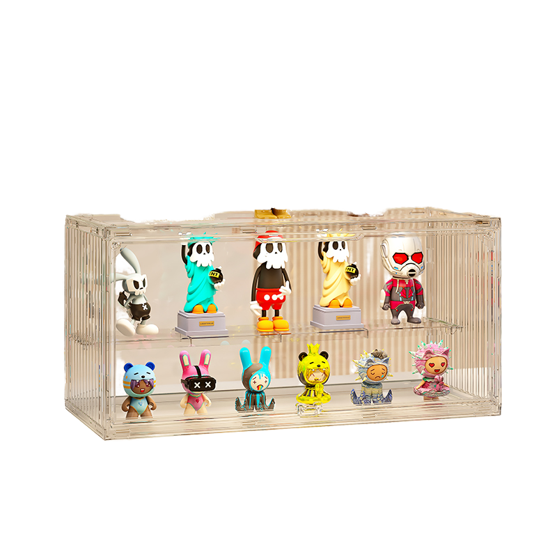 Modern Clear Acrylic Like Toy Display Box Multi-Layer Organizer for Figurines Collectibles Dust-Proof