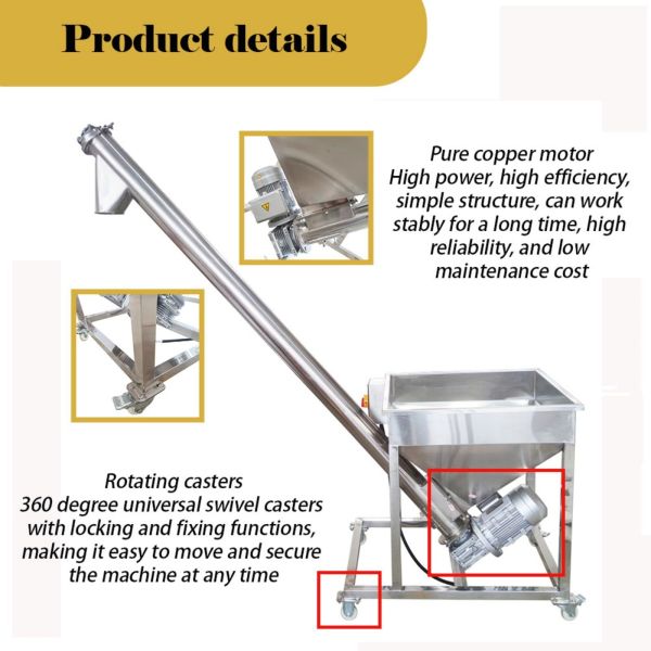 Stainless Steel Vertical Spiral Conveyor with 1100W Motor and 66.93