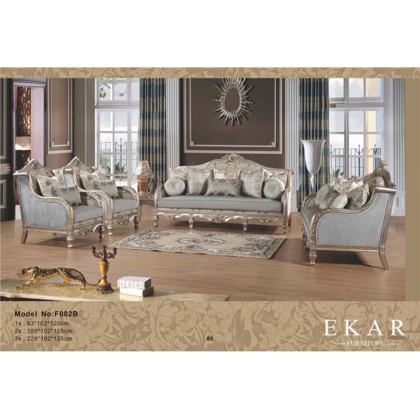 Carved Antique Sitting Room Living Furniture Royal Style Sofa Set