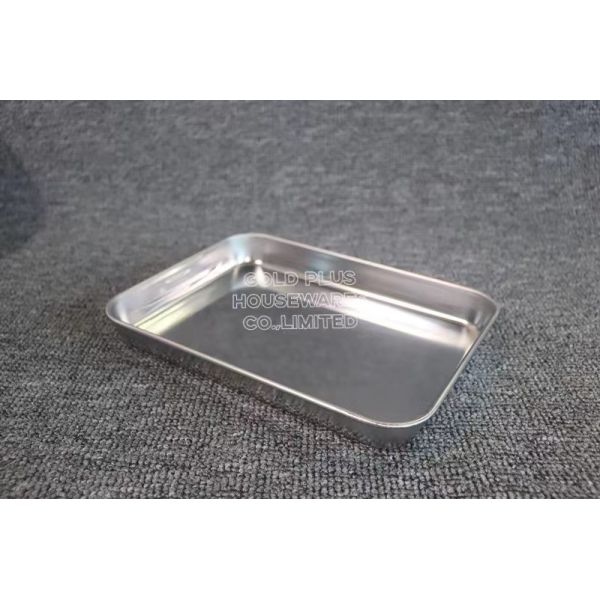 Hotel stackable stainless steel food serving trays silver color baking sheet metal steel serving plate