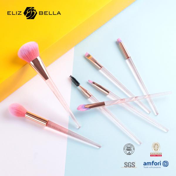 grupo de escova plástico da composição do curso do punho do cabelo sintético de 7pcs Rose Gold Cosmetic Brush Set