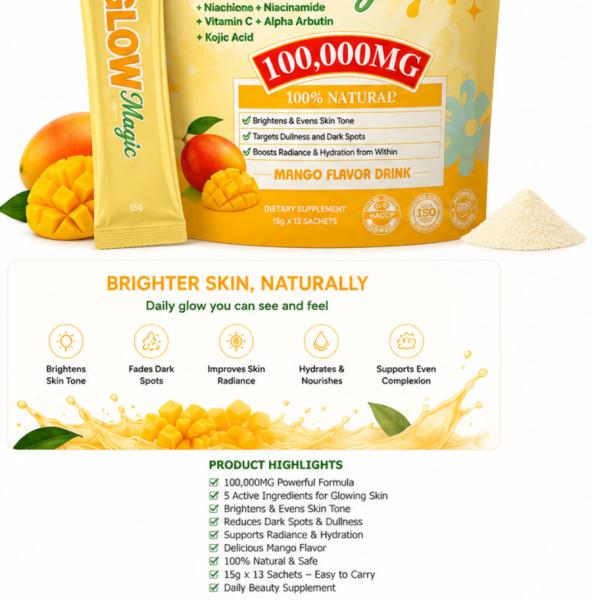 OEM Mango Beauty Powder Drink With Glutathione & Vitamin C For Skin Brightening And Collagen Support