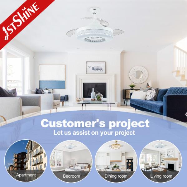 Embedded Industrial 6 Speeds Remote Control Retractable Ceiling Fan With LED Light