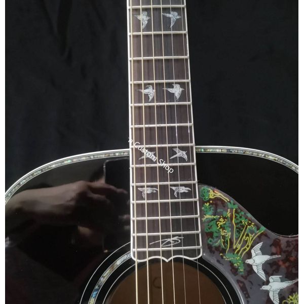 Custom Grand 41 inch Dreadnought Acoustic Guitar in Dark Brown Finish Flamed Maple Back & Sides