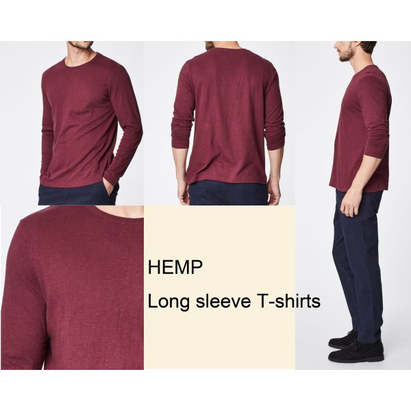 Eco Friendly Round Neck Hemp Cotton Clothing Long Sleeve Blank Design