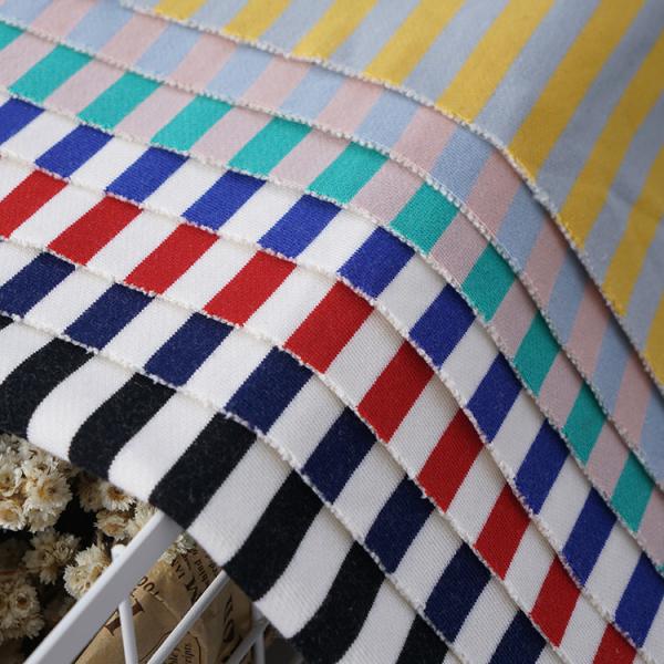 Breathable Cotton French Terry Fabric 40S 170cm Stripe Knitted Material