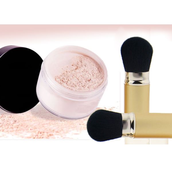 Beautiful Retractable Blush Brush Synthetic Hair Makeup Brushes Pink Zipper Pouch