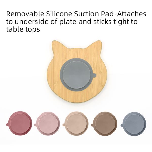 Divided Bamboo Kids Suction Plate Stay Put 215g Tiger Shaped