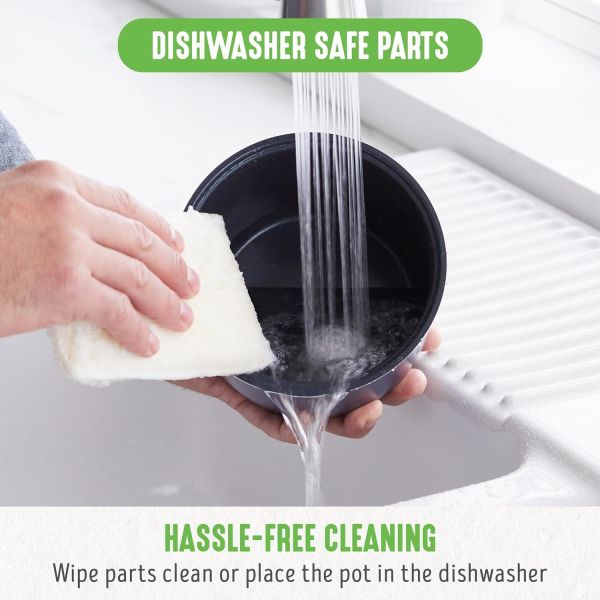 GreenLife PFAS-free, 4-стаканный рисовый овсянки и дождей кулинар, здоровый керамический Nonstick, легко использовать автоматические предустановки, блюда
