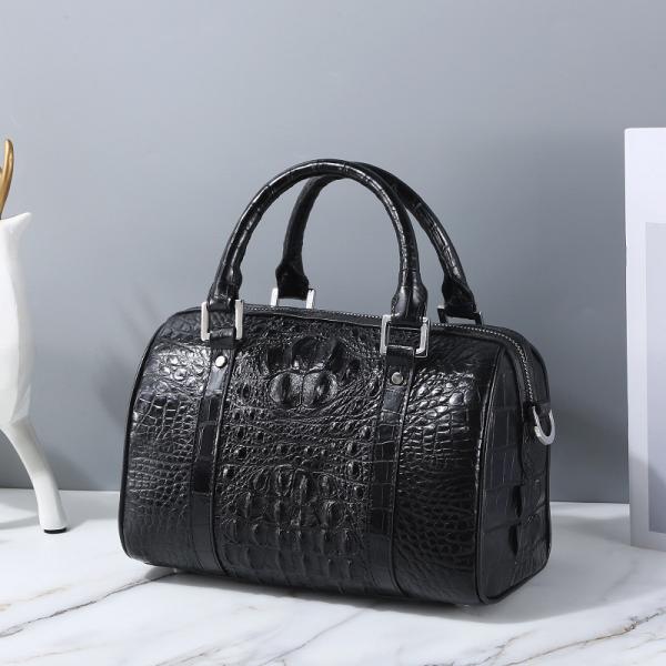 Fashion Lady Purse Genuine Crocodile Leather Women's Small Boston Bag Exotic Real Alligator Skin Female Zipper Handbag