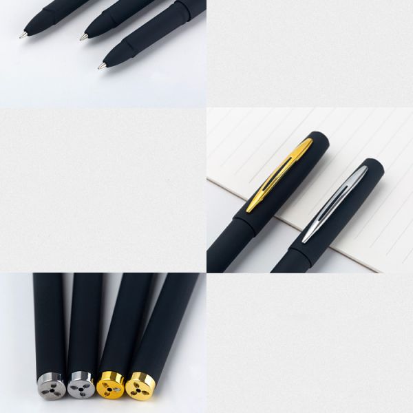 Corporate Advertising Black Metal Gel Ink Pen with Custom Logo and 240M Writing Length