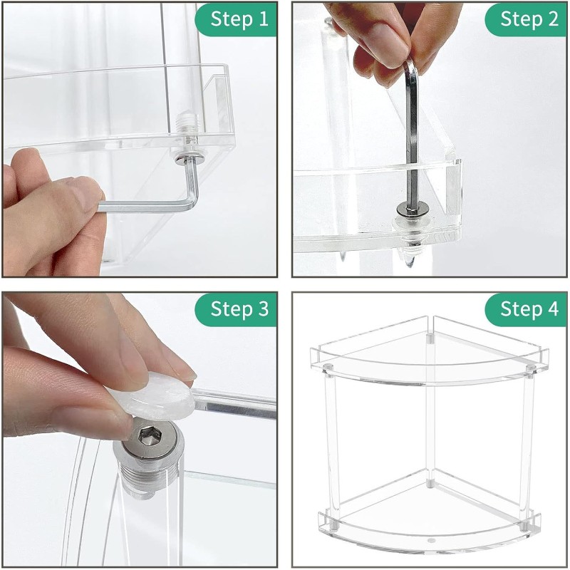 Modern Double-Layer Rectangle Detachable Design Injection Molding Acrylic Non-Folding Storage Rack for Bathroom